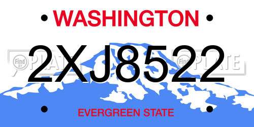 2XJ8522 Washington License Plate
