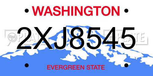 2XJ8545 Washington License Plate
