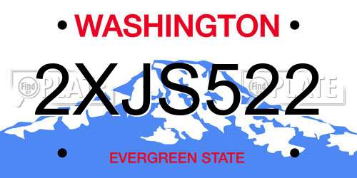 2XJS522 Washington License Plate