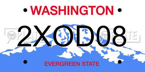 2XOD08 Washington License Plate