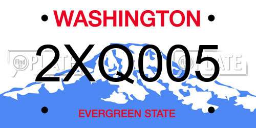 2XQ005 Washington License Plate