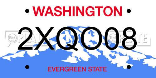 2XQO08 Washington License Plate