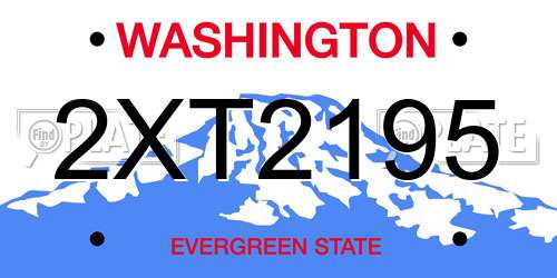 2XT2195 Washington License Plate
