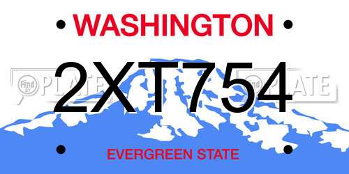 2XT754 Washington License Plate