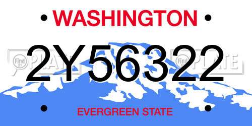 2Y56322 Washington License Plate