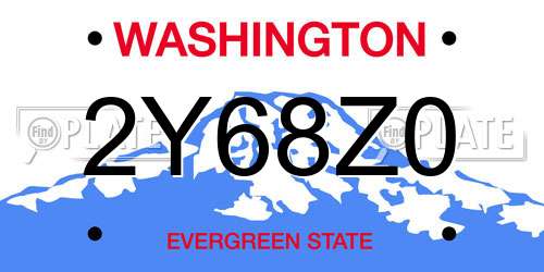 2Y68Z0 Washington License Plate