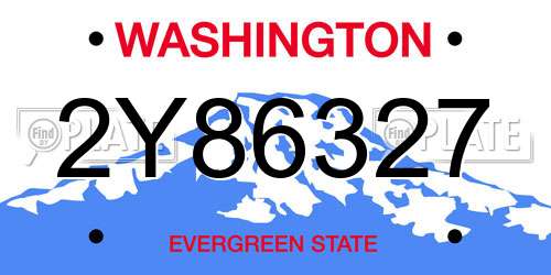 2Y86327 Washington License Plate