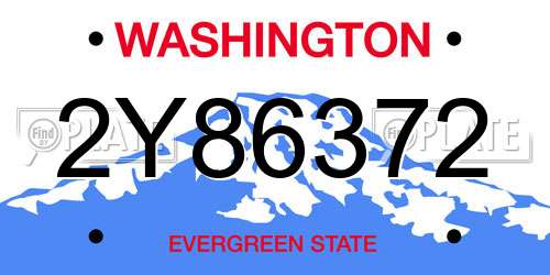 2Y86372 Washington License Plate