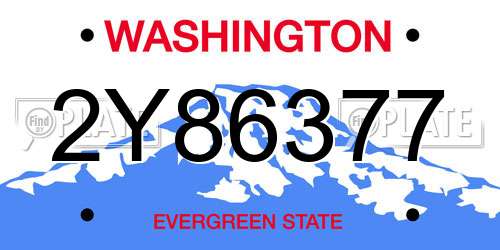 2Y86377 Washington License Plate