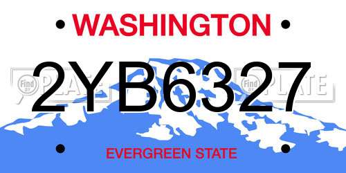 2YB6327 Washington License Plate