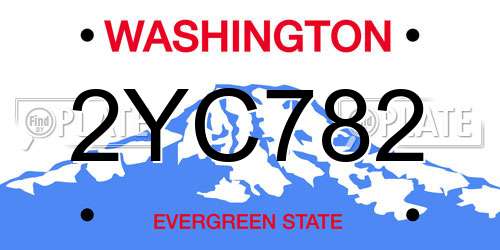 2YC782 Washington License Plate