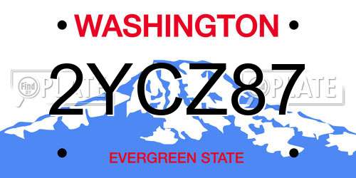 2YCZ87 Washington License Plate