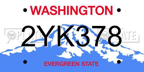 2YK378 Washington License Plate