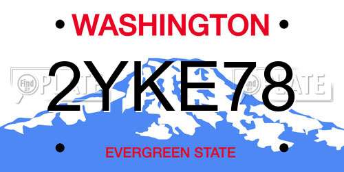 2YKE78 Washington License Plate