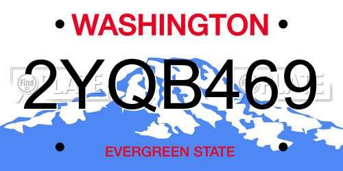 2YQB469 Washington License Plate