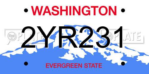 2YR231 Washington License Plate