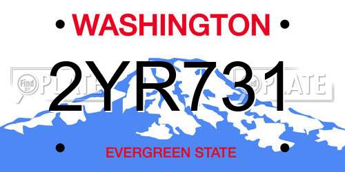 2YR731 Washington License Plate