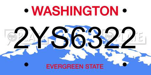 2YS6322 Washington License Plate