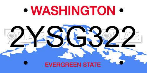 2YSG322 Washington License Plate