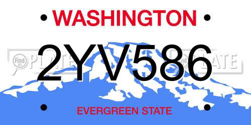 2YV586 Washington License Plate