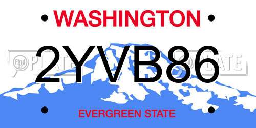 2YVB86 Washington License Plate