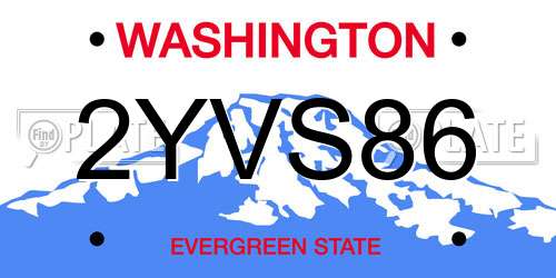 2YVS86 Washington License Plate
