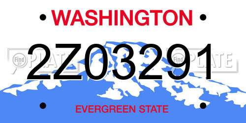 2Z03291 Washington License Plate