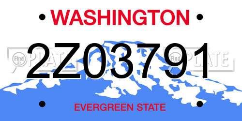 2Z03791 Washington License Plate