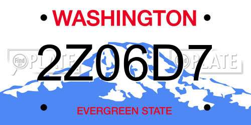 2Z06D7 Washington License Plate