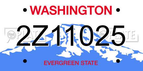 2Z11025 Washington License Plate