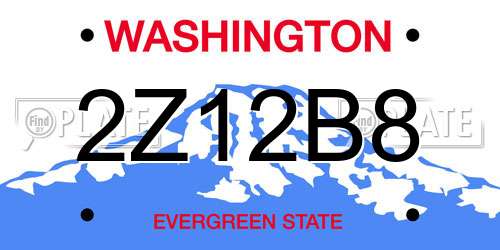 2Z12B8 Washington License Plate