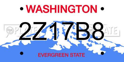 2Z17B8 Washington License Plate