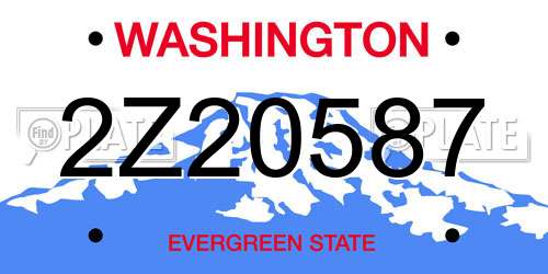 2Z20587 Washington License Plate