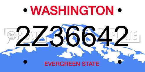 2Z36642 Washington License Plate