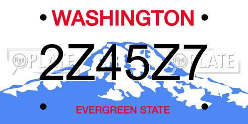 2Z45Z7 Washington License Plate