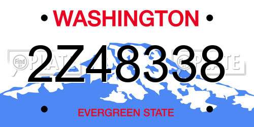 2Z48338 Washington License Plate