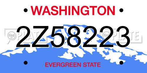 2Z58223 Washington License Plate