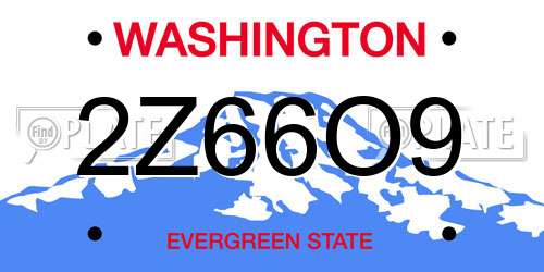 2Z66O9 Washington License Plate