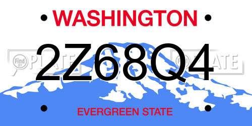 2Z68Q4 Washington License Plate