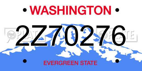 2Z70276 Washington License Plate