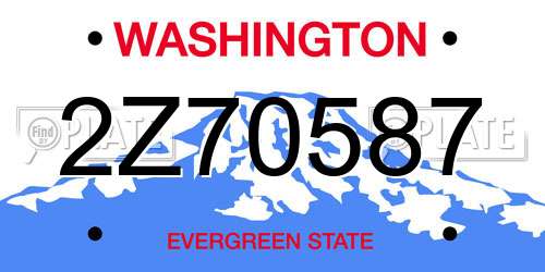 2Z70587 Washington License Plate