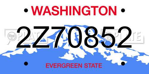 2Z70852 Washington License Plate