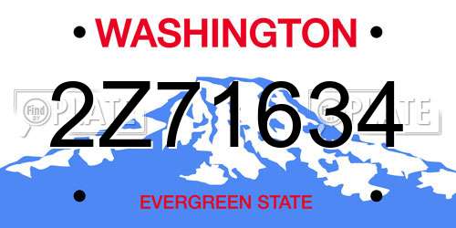 2Z71634 Washington License Plate