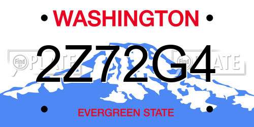2Z72G4 Washington License Plate