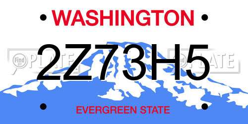 2Z73H5 Washington License Plate