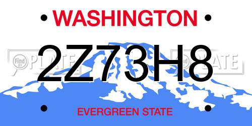 2Z73H8 Washington License Plate