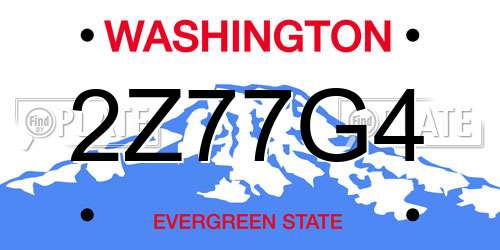 2Z77G4 Washington License Plate