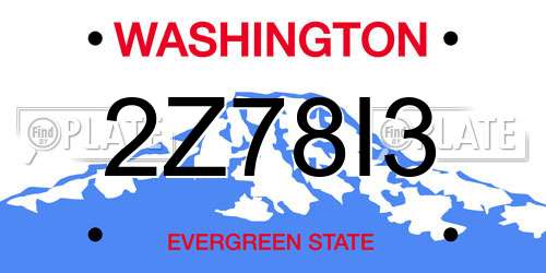 2Z78I3 Washington License Plate