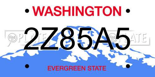 2Z85A5 Washington License Plate