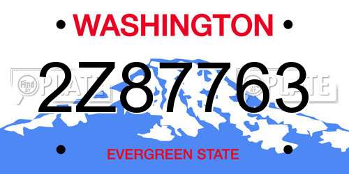 2Z87763 Washington License Plate